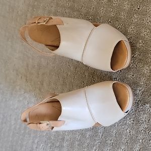 Naya, size 8.5, nude, platform open toe.